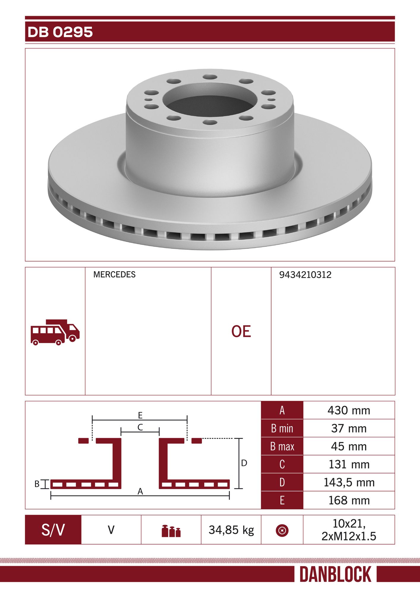 Disc frana DB 0295 DANBLOCK